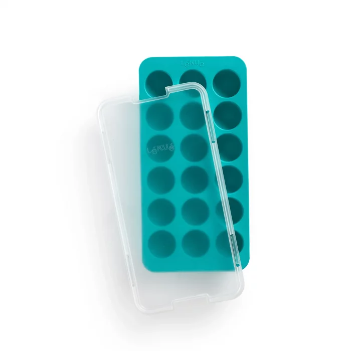 Bac à glaçons rond turquoise avec couvercle – Image 2