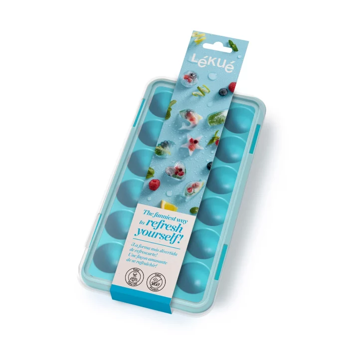 Bac à glaçons rond turquoise avec couvercle – Image 4