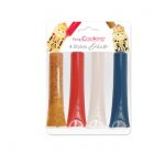 4 stylos déco bleu, rouge, doré, blanc