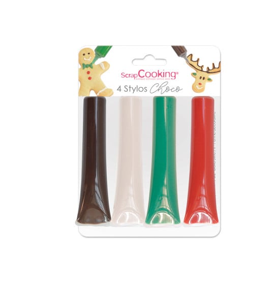 4-stylos-gout-choco-rouge-blanc-vert-choco 4 stylos goût choco rouge, blanc, vert, choco – Image 1
