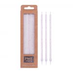 Bougies blanche avec paillette dorée 18 CM set/16 – Image 2