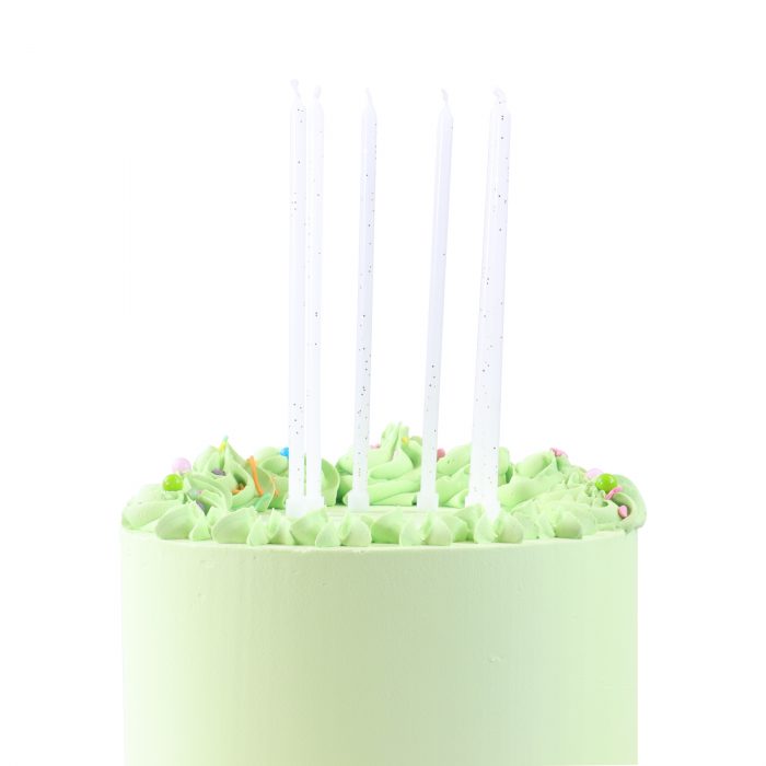 Bougies blanche avec paillette dorée 18 CM set/16 – Image 6