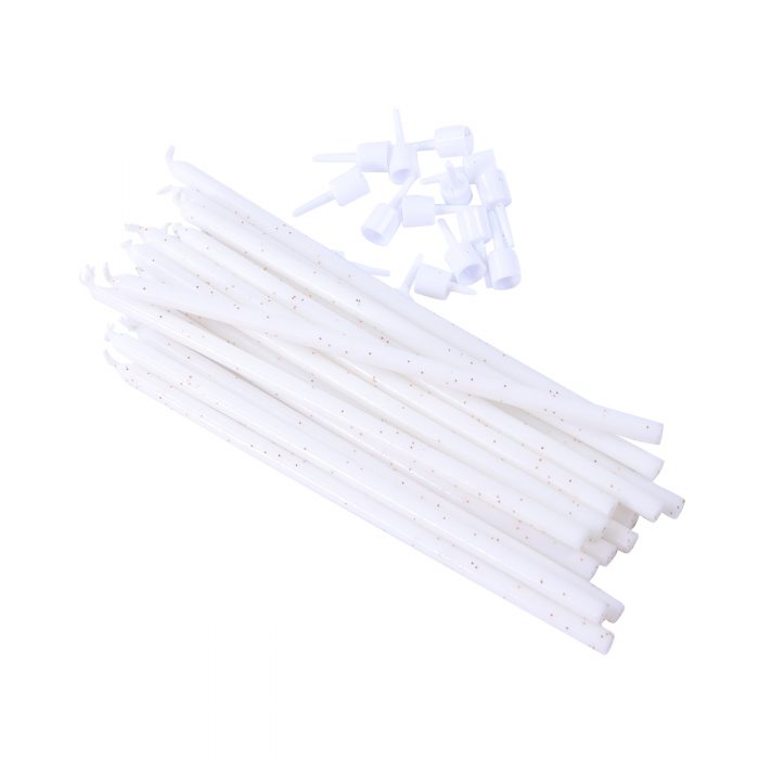 Bougies blanche avec paillette dorée 18 CM set/16 – Image 4