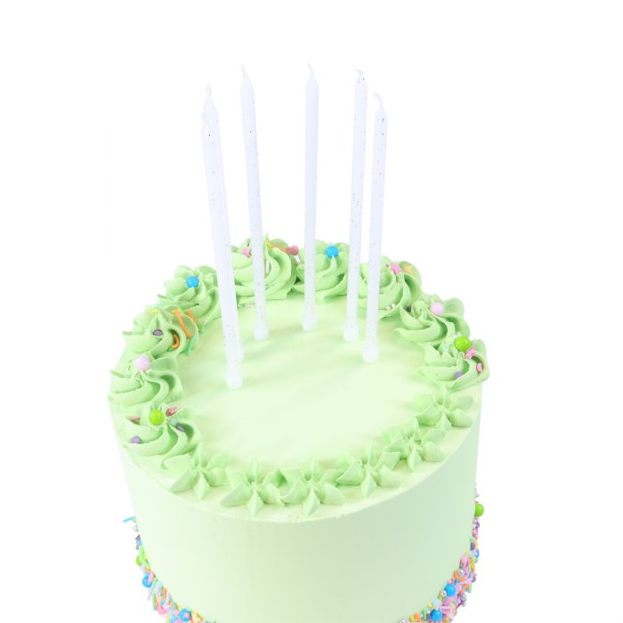 Bougies blanche avec paillette dorée 18 CM set/16 – Image 5