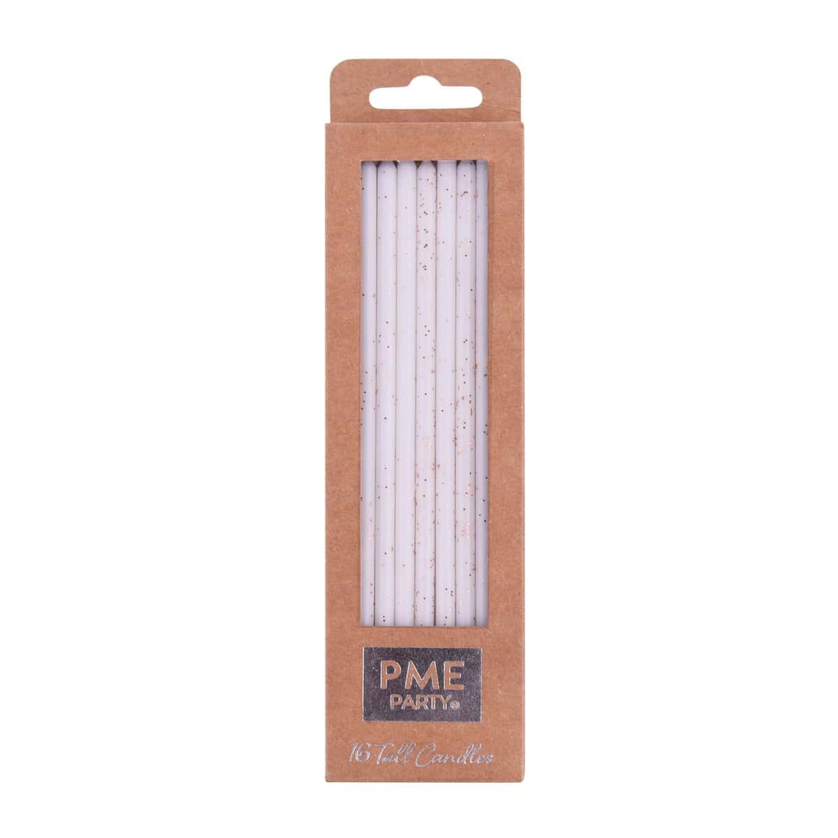CA098 a Bougies blanche avec paillette dorée 18 CM set/16 – Image 1