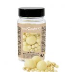 Sachet de décors perles chocolat blanc et doré 50g