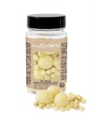 Sachet de décors perles chocolat blanc et doré 50g