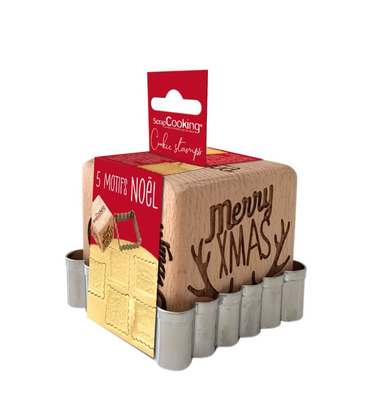 tampon-a-biscuits-bois-christmas-decoupoir Tampons pour biscuits bois Christmas + découpoir – Image 1
