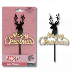 Cake topper acrylique miroir Or et Noir Merry Christmmas 16.5 x 10 CM