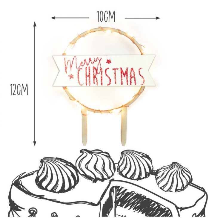 Cake topper led Merry Christmas – Image 2