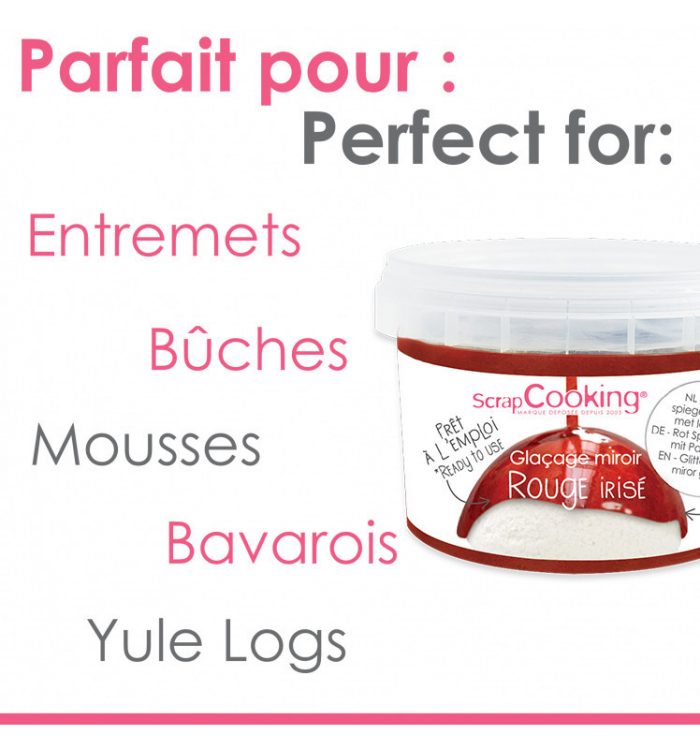 Glaçage miroir prêt à l'emploi rouge irisé 300g – Image 3