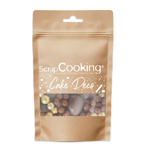 pot-de-decors-perles-chocolat-lait-et-dore (1) Sachet de décors perles chocolat lait et doré 50g – Image 1