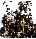 Sachet de décors perles chocolat Noir et doré 50g – Image 2