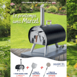 Four à bois d'extérieur MARCEL - Noir + Pelle à Pizza + Pelle de Retournement