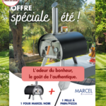 Four à bois d'extérieur MARCEL - Noir + Pelle à Pizza + Pelle de Retournement + Housse de protection