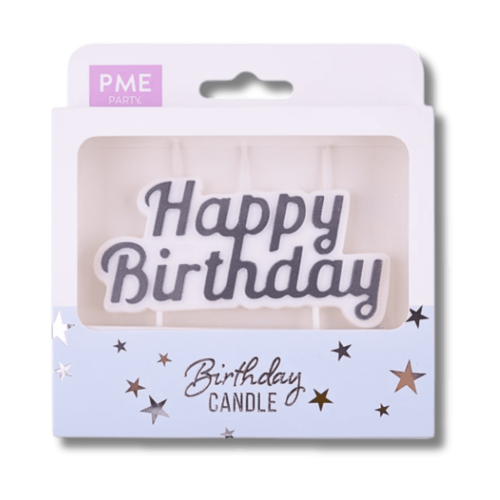 Bougies Happy Birthday Argent Bougies Happy Birthday Argent – Image 1