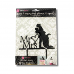 Cake topper acrylique noir Mr & Mrs Coeur