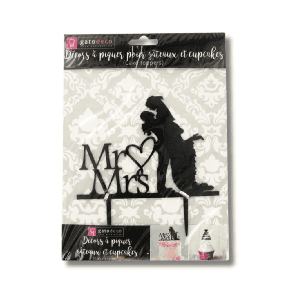 Cake topper acrylique noir Mr & Mrs Coeur Cake topper acrylique noir Mr & Mrs Coeur – Image 1