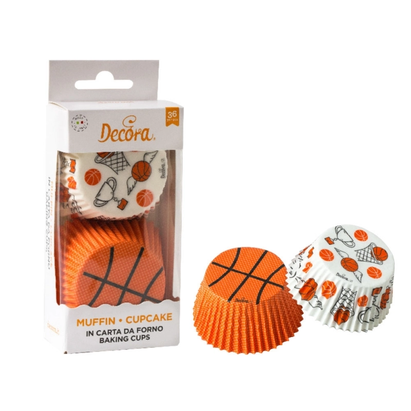 caissettes-a-cupcakes-basketball Paquet 36 Caissettes Basket Ball 50 X 32 Mm – Image 1