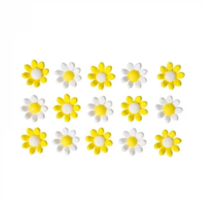 Décors Marguerites sucre blanc et jaune x15 – Image 2
