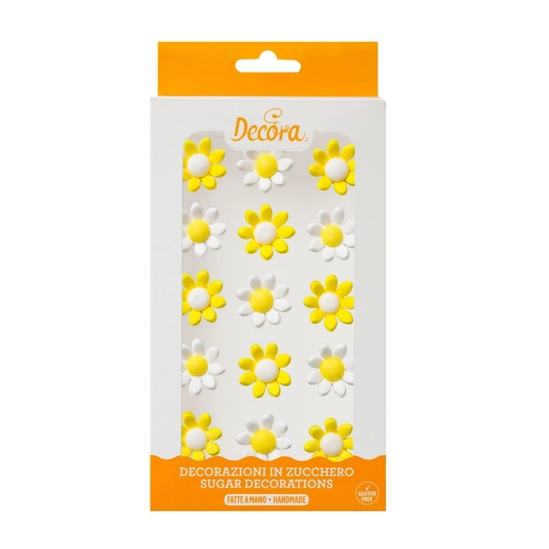 marguerites-jaunes-et-blanches-en-sucre Décors Marguerites sucre blanc et jaune x15 – Image 1