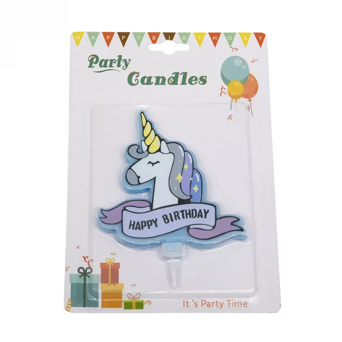 Bougie Licorne  Happy Birthday bleue – Image 2
