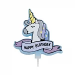 Bougie Licorne  Happy Birthday bleue