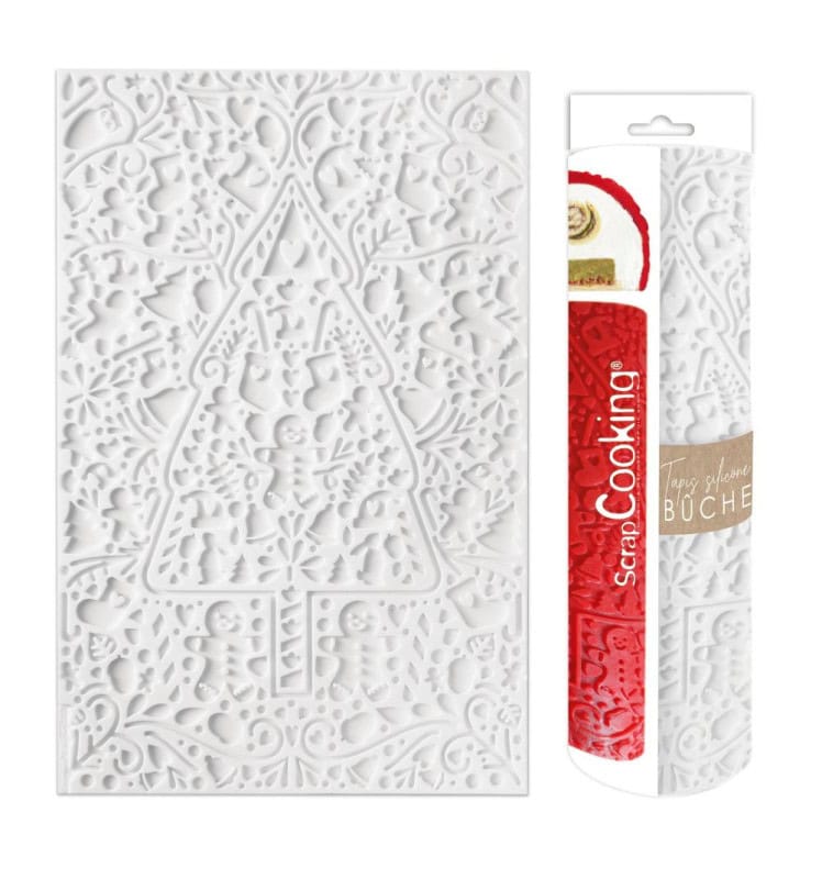 tapis-silicone-deco-buche Tapis 3D en silicone à empreinte pour décoration de bûche – Image 1