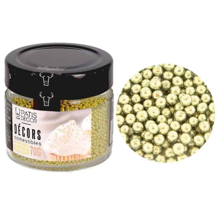 Mini perles dorées comestibles Ø 2 mm 70 g – Image 3