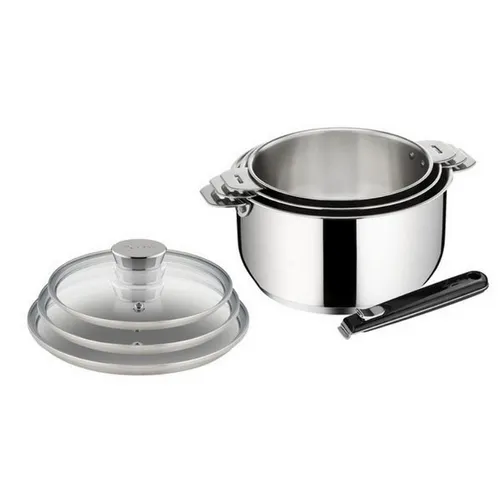 LAGOSTINA Poêle Céramique 28 cm - Desideria LAGOSTINA Série 3 casseroles 16/18/20 cm Inox - Salvapazio+ + 3 couvercles + poignée – Image 1