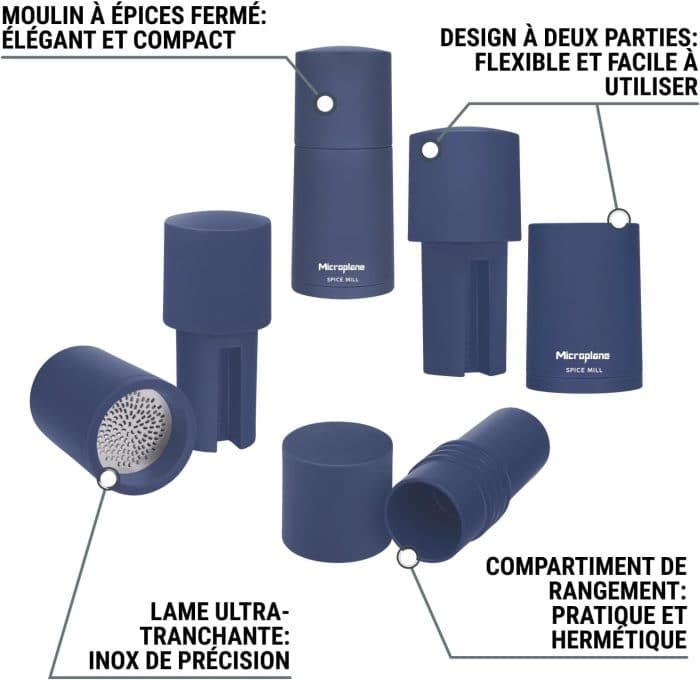 Moulin à épices Microplane 2-en-1 – Denim Blue – Image 6