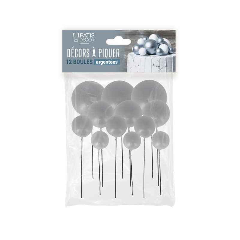 decors-a-piquer-de-12-boules-argentees (1) Décors à piquer boules x12 argentées – Image 1